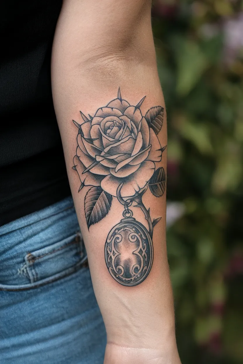 Vintage-Style Rose and Locket Design
