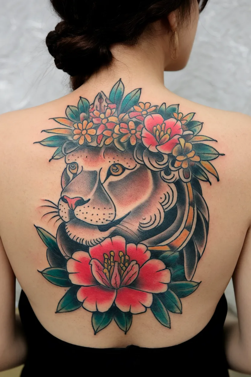Lioness With Floral Crown