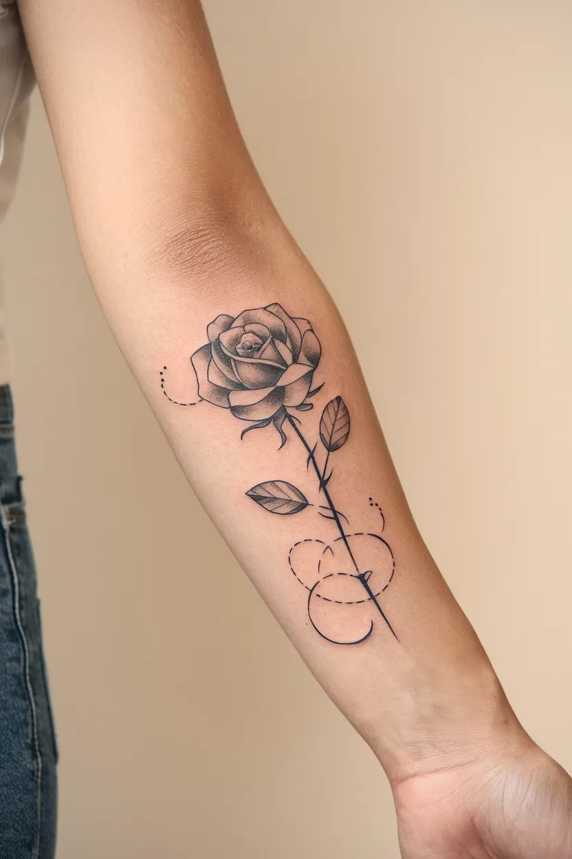 Minimalist Rose Forearm Tattoo