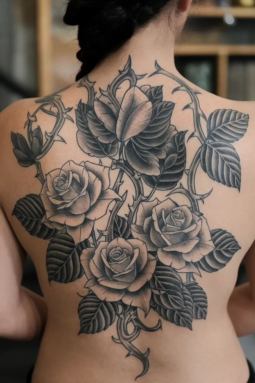 Floral Back Tattoo