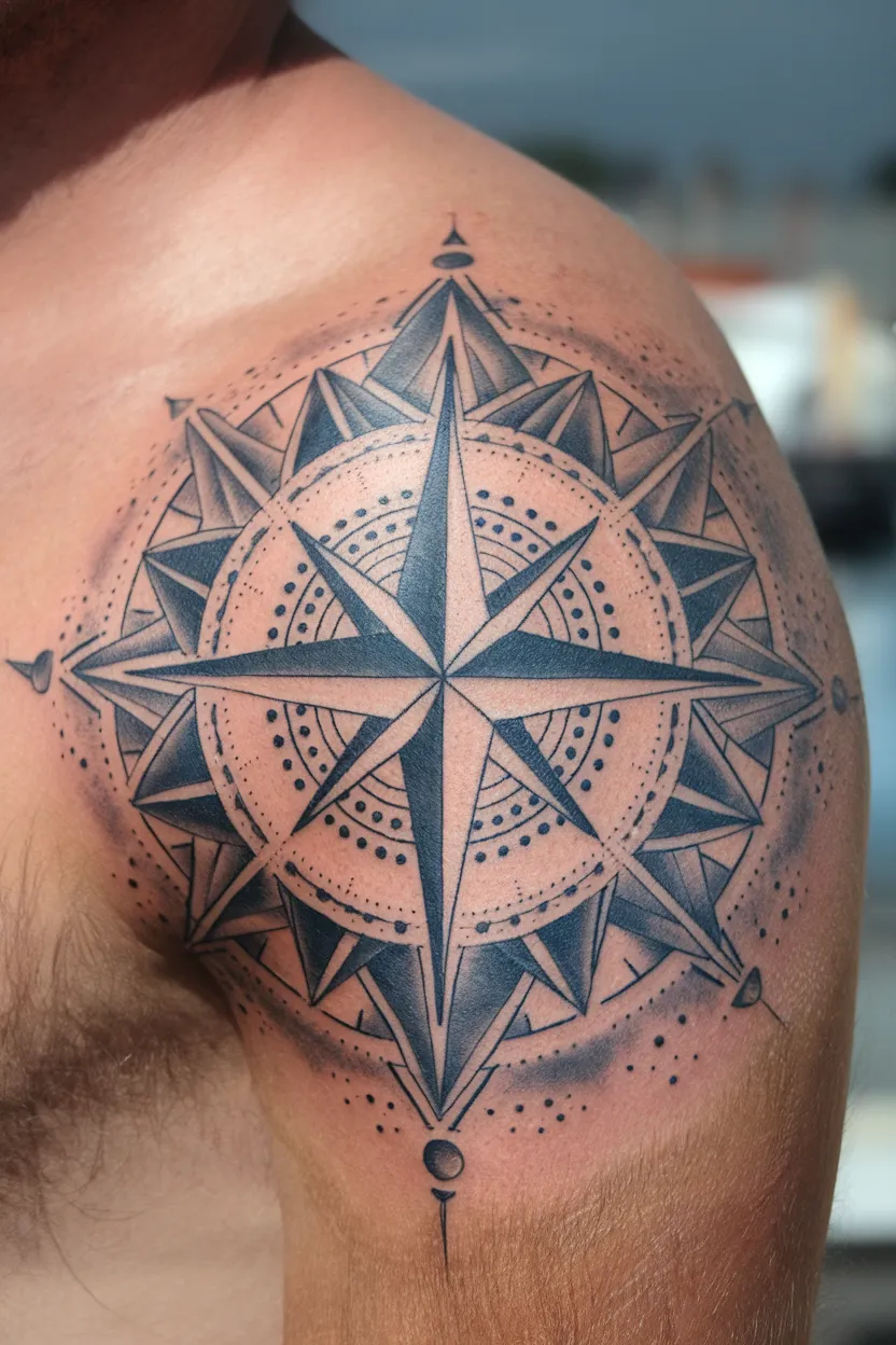 Minimalist Compass Tattoo 2