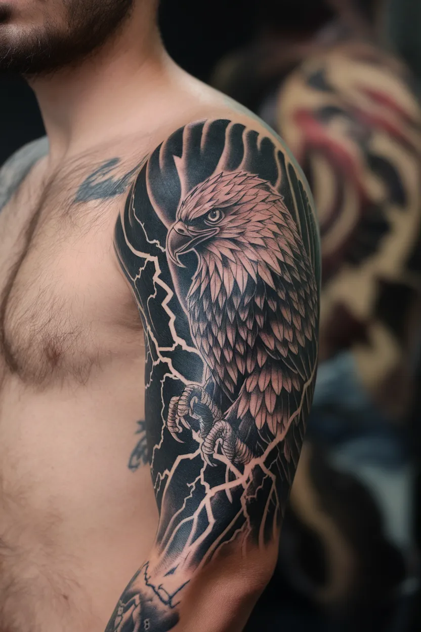 Eagle With Lightning Bolts