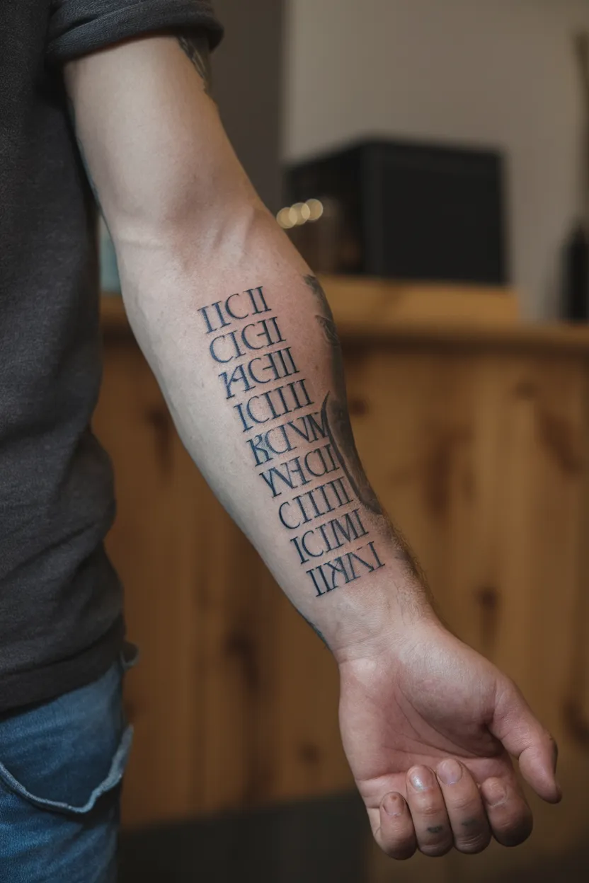 Stacked Roman Numerals in a Vertical Line