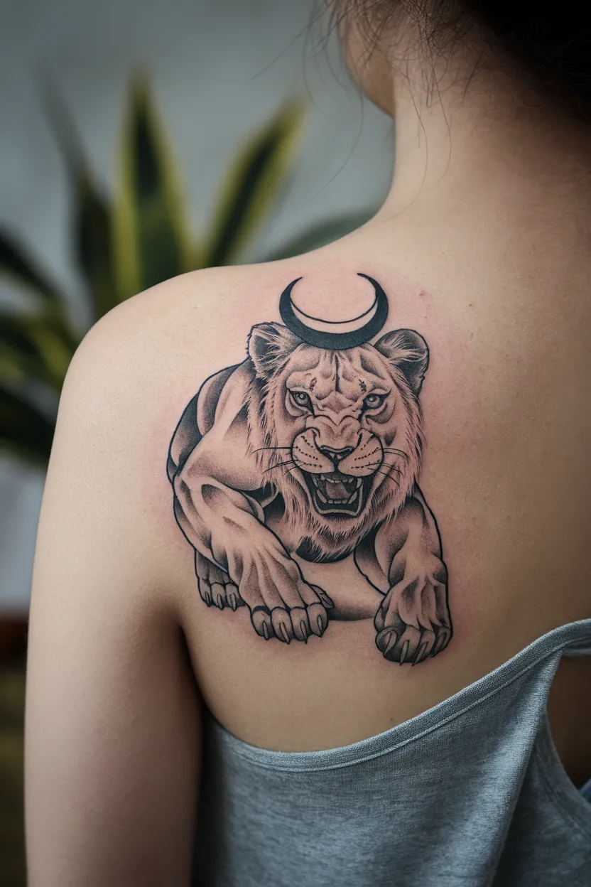 Lioness and Moon Combination