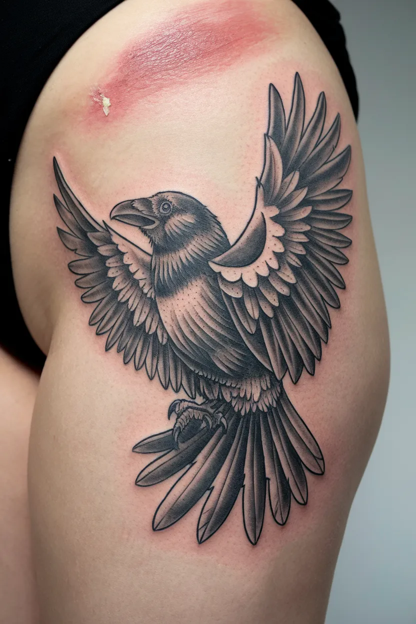 Raven With Wings Spread