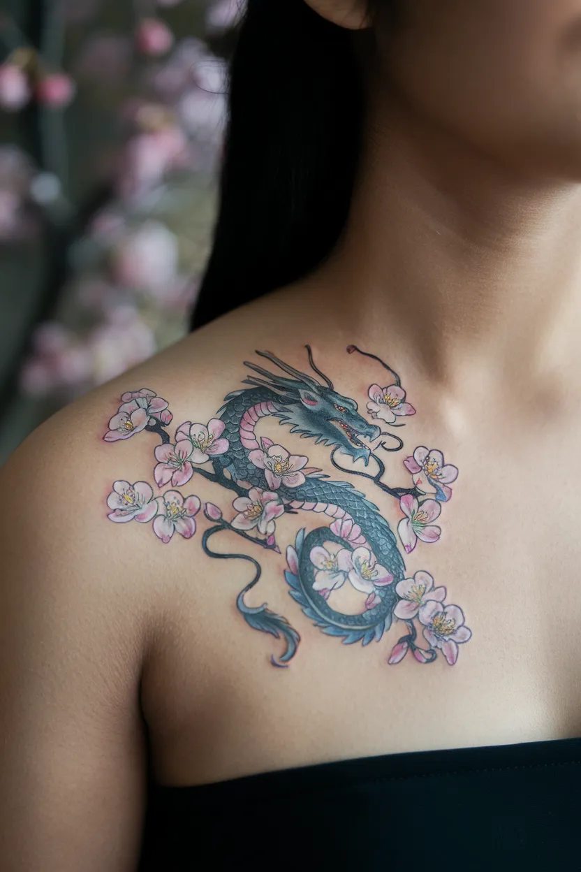 Plum Blossom Dragon Collarbone Design