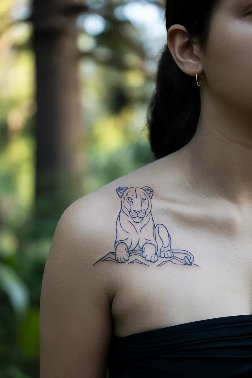 Minimalist Lioness Line Art
