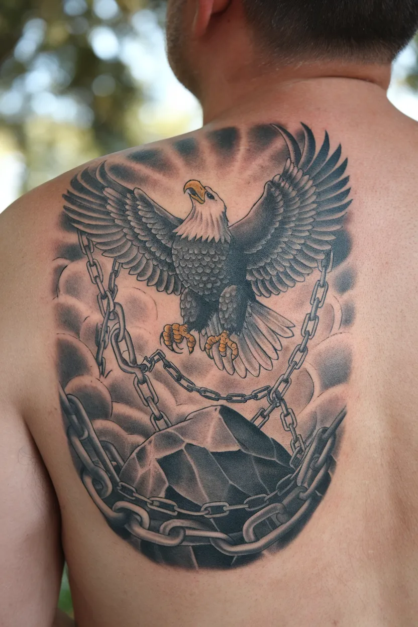 Eagle With a Broken Chain Symbolizing Freedom
