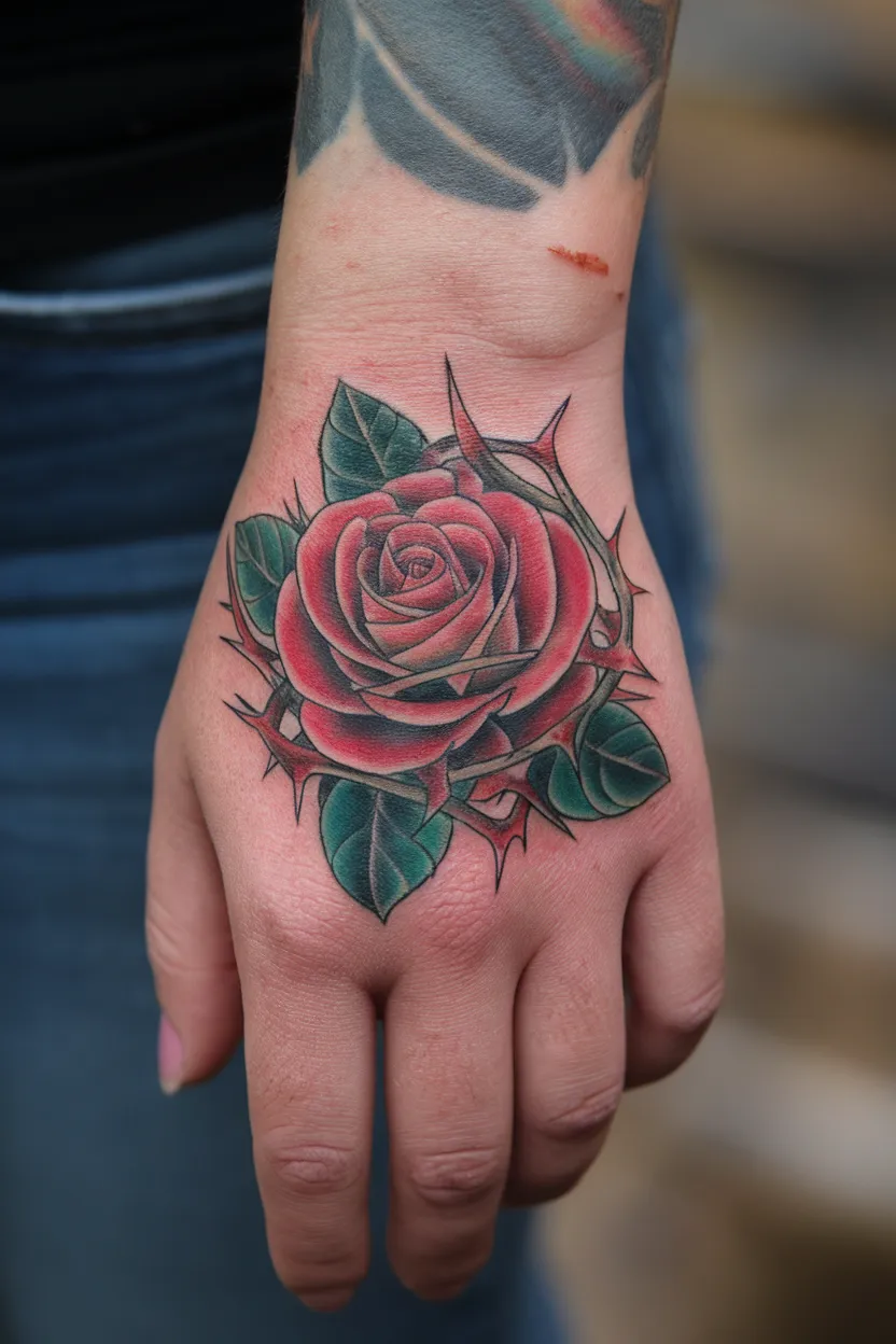Rose Hand Tattoo