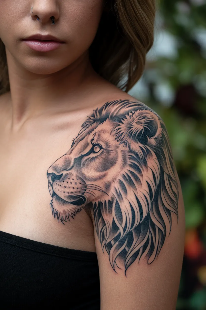 Neo-Traditional Lioness Head