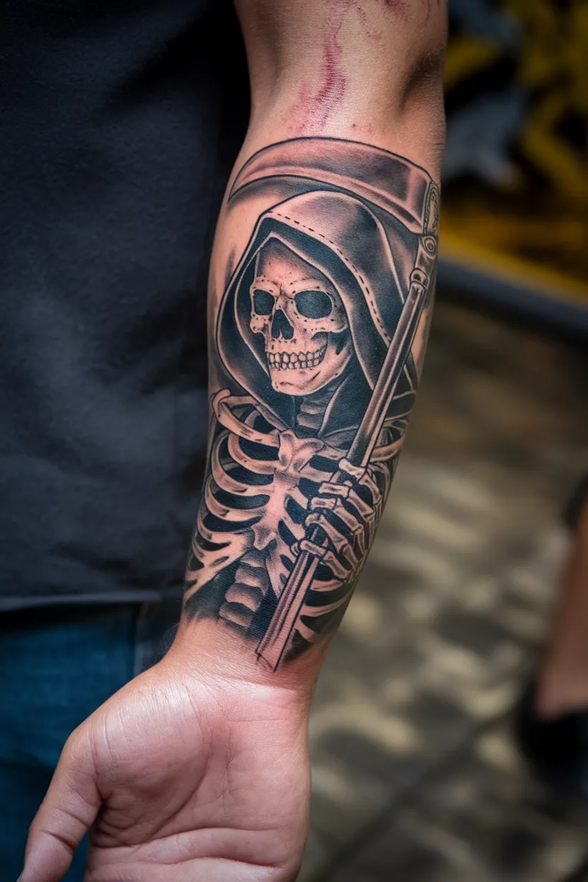 Hooded Skeleton Tattoo