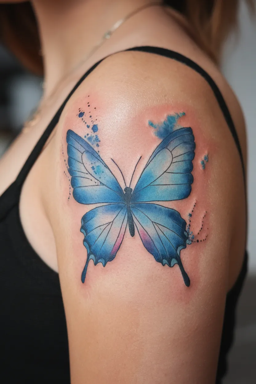 Watercolor Blue Butterfly