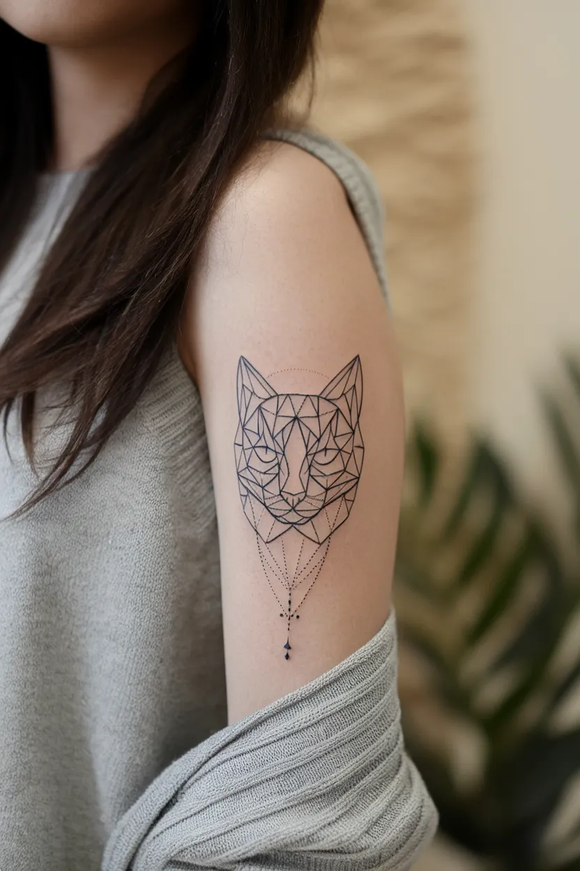 Geometric Black Cat Design