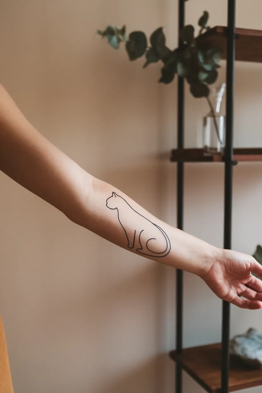 Minimalist Outline of a Cat