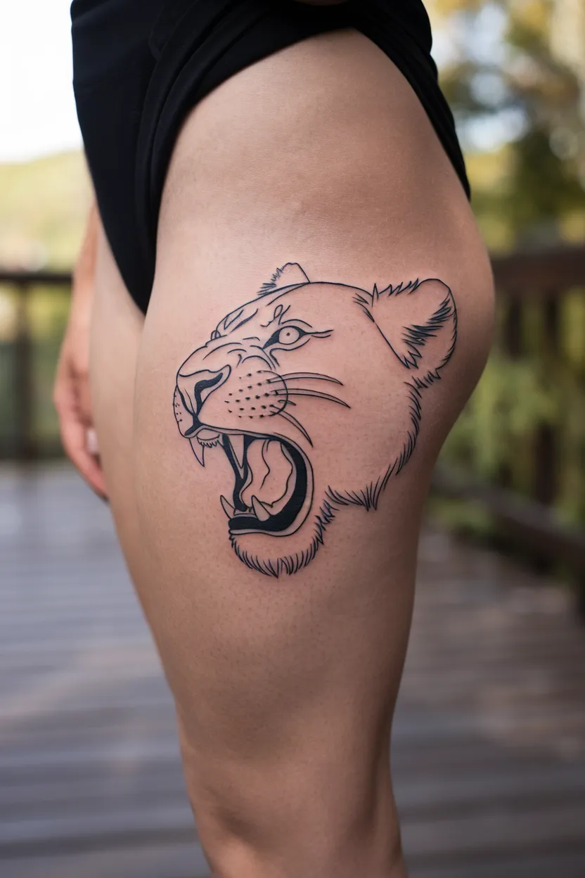 Roaring Lioness Outline