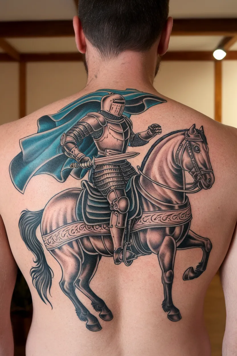 Armored Knight on Horseback Tattoo